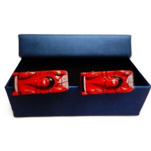 Brand New Chromed & Enameled Ferrari Enzo Race Car 3D Cufflinks Case, Silver